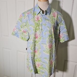 American Rag Mens Hawain Henlely style Shirt Blue Backround. Meduim‎